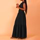 thumbnail image 4 of Sexy Vestido para las Mujeres, Color Sólido sin Mangas Cuello Redondo Plegado Cintura Retracta Tobillo Longitud Maxi Vestido, 4 of 9