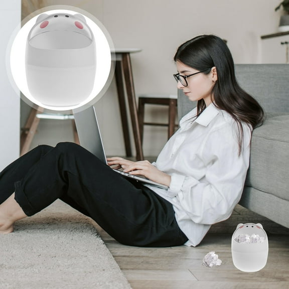 WASHWEPE Trash Can White Plastic 1Pcs 6.3X4.7X4.7In