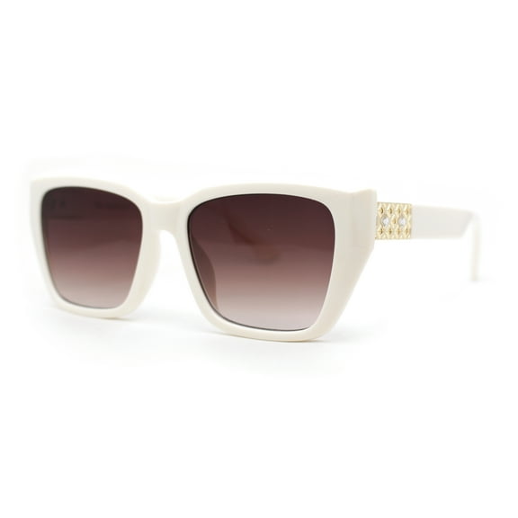 Womens Luxury Rhinestone Hinge Jewel Angular Butterfly Chic Sunglasses Ivory - Burgundy