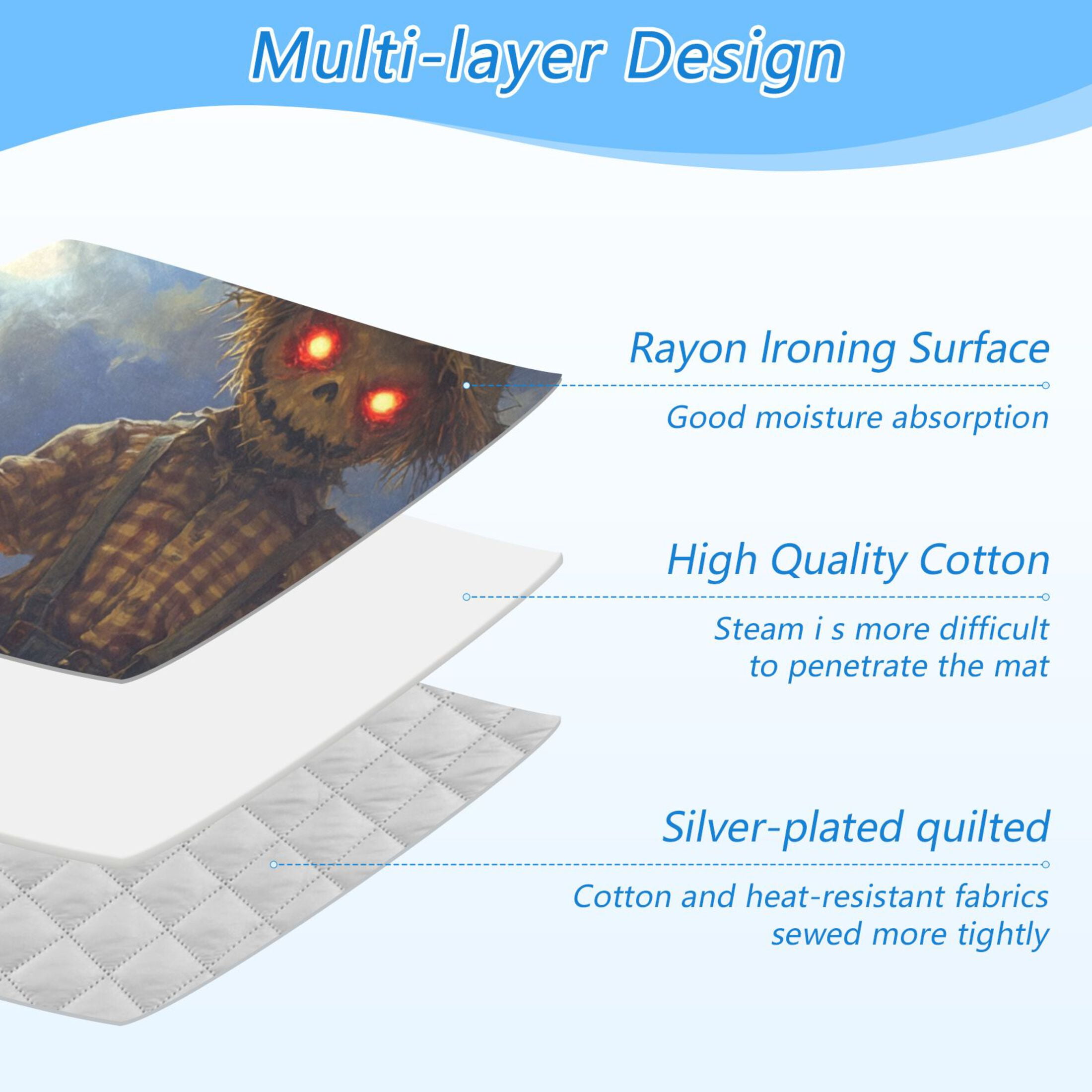 Halloween Evil Scarecrow Ironing Mat Blanket for Table Top Travel Portable Ironing Board Pad 47.2x27.6 Inch