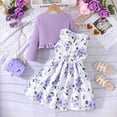 thumbnail image 3 of Hotiary Spring and Autumn Girls' Dress Two Piece Set Colorful Sling Skirt and Solid Color Knitted Coat for 2-8 Years Toddler Kids, 3 of 8