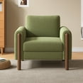 thumbnail image 2 of Oversized Accent Chair, Upholstered Living Room Chairs Single Sofa Chair with Walnut Legs, Curved handrail, Green, 2 of 19