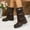 #312-Coffee, variant on Wowcloth Woman's Low-Heel Ankle Boots, Stylish Versatile with Eye-Catching Buckle Details, Solid Color Plus-Size Comfortable Mid-Calf Height Fashion Boots for Autumn Winter Seasons