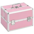thumbnail image 1 of vidaXL Make-up Case 22x30x21 cm Pink Aluminium, 1 of 5
