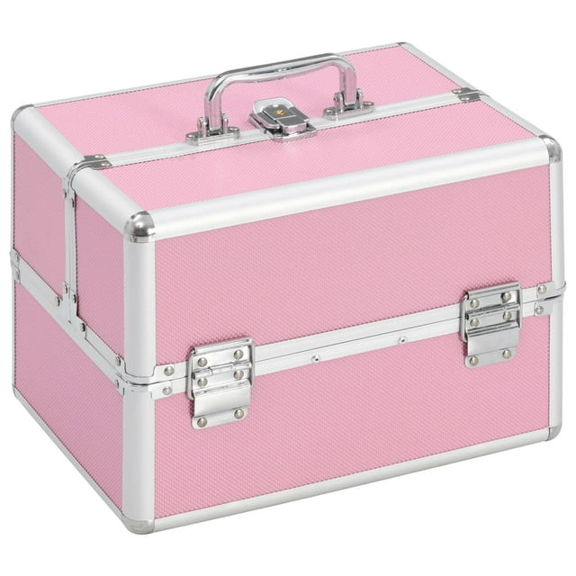 vidaXL Make-up Case 22x30x21 cm Pink Aluminium
