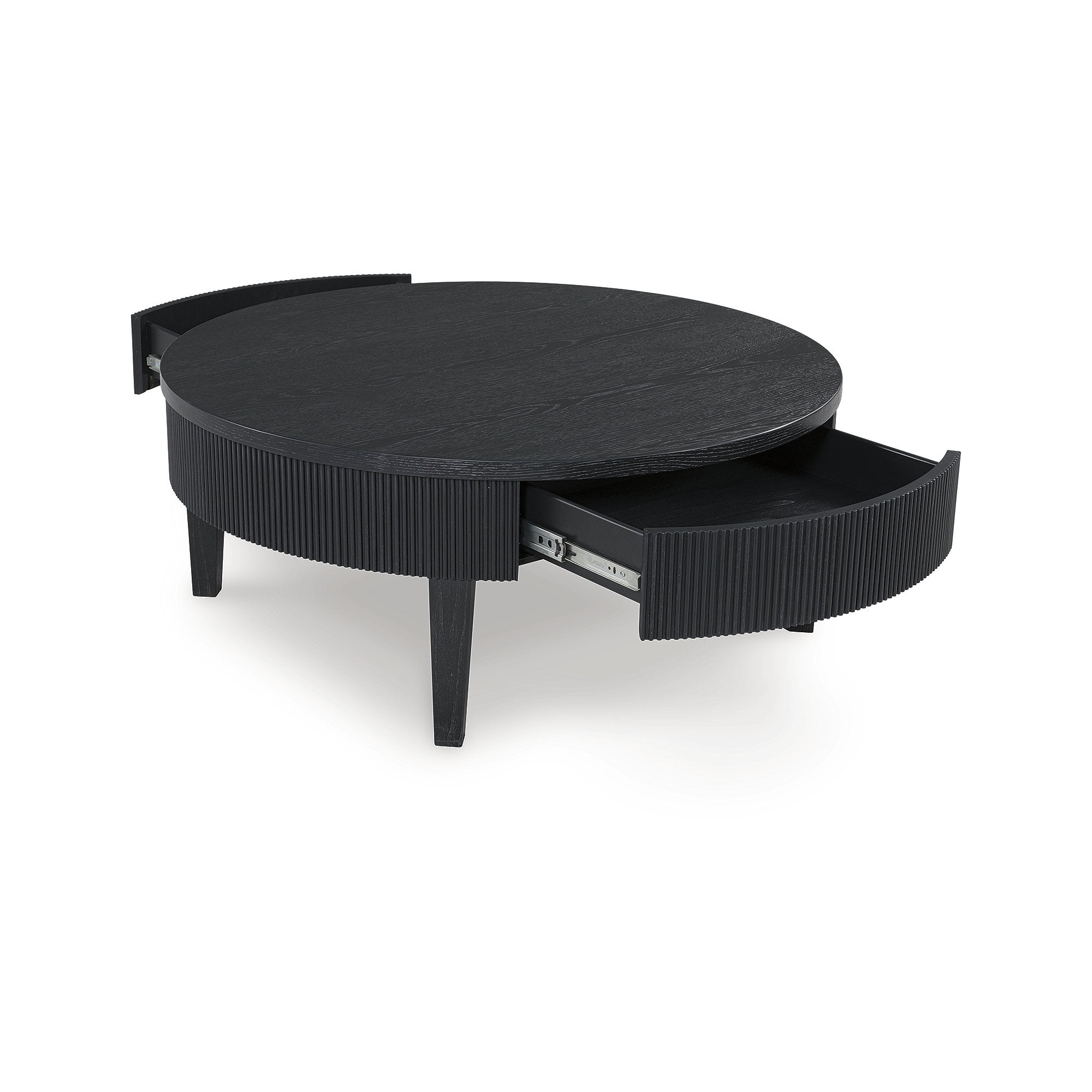 Signature Design by Ashley Marstream Round Coffee Table with Storage Drawers, Modern Farmhouse, Black