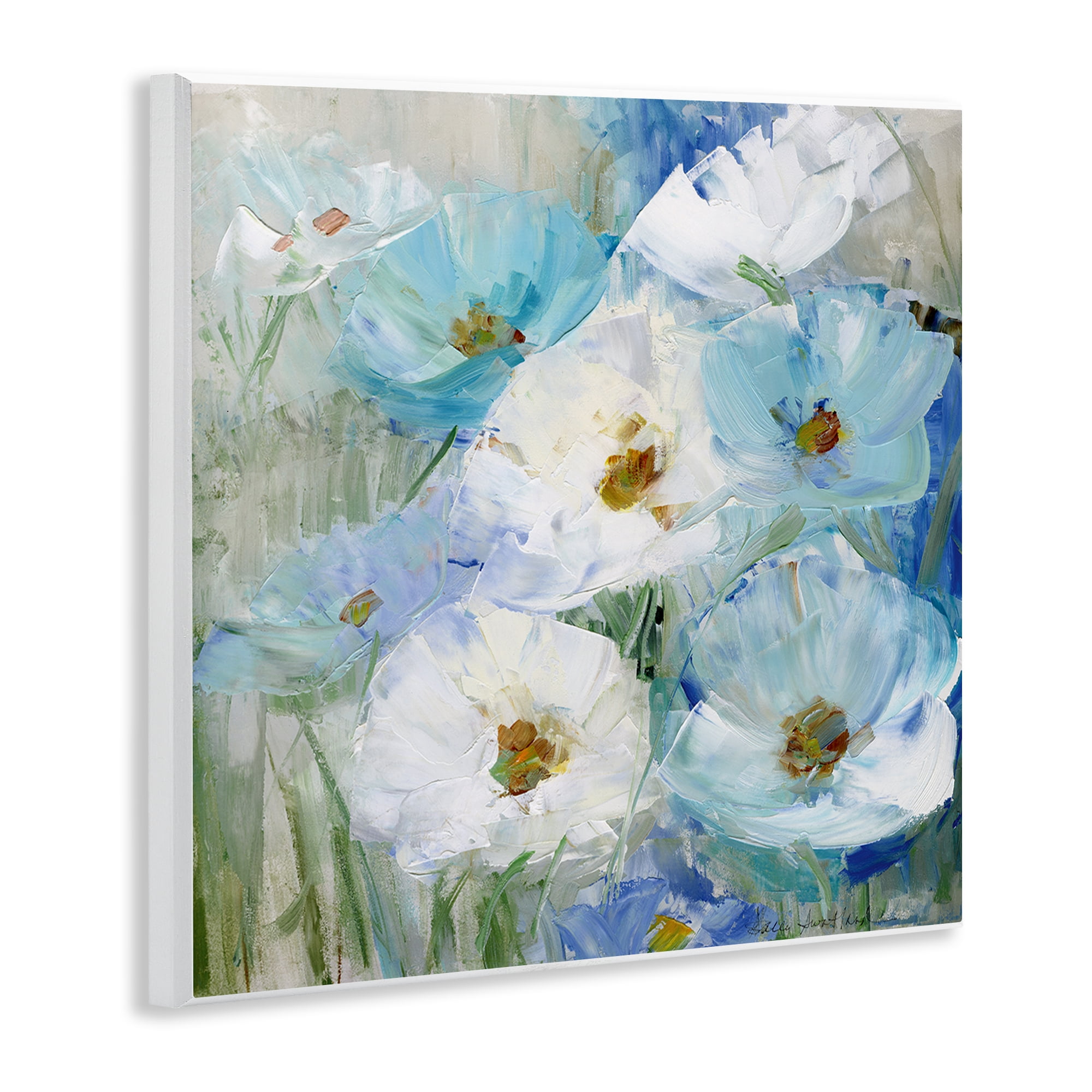 Stupell Industries Blue Spring Poppies Plants & Flowers Painting Unframed Art Print Wall Art, 12 x 12