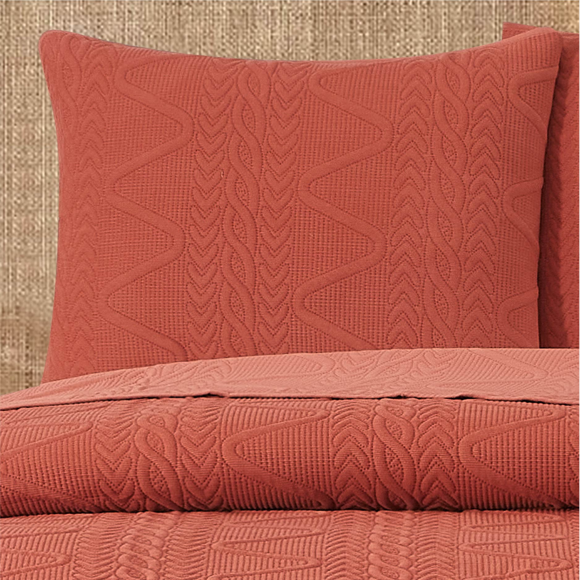 Mainstays Stitched Corded Pillow Sham, Red Canyon, King, 1 Pack