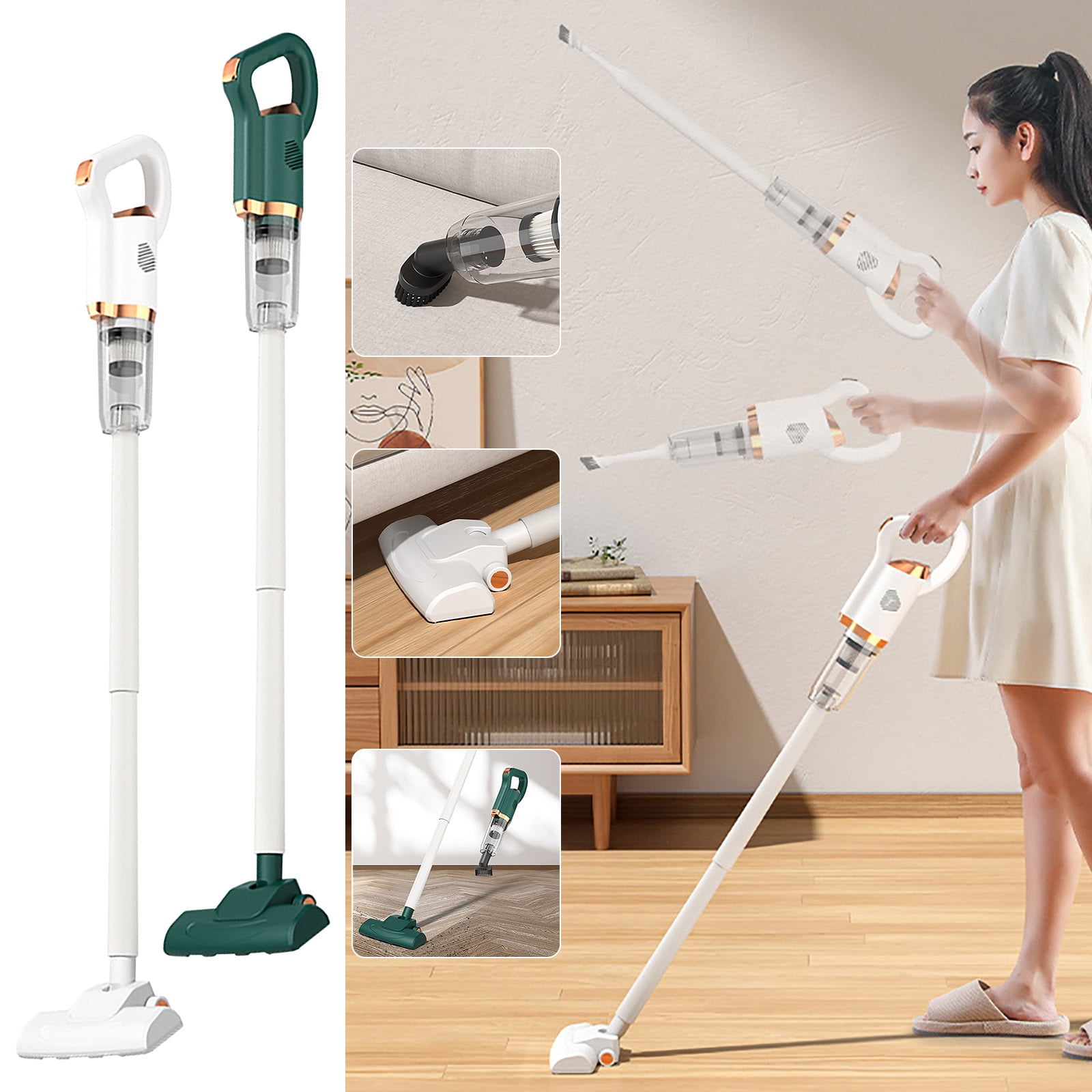 PHIGZNT Cordless Vacuum Cleaner, 500W Powerful Suction Stick Vacuums with 60min Runtime Lightweight Handheld Vacuums for Pet Hair, Home, Car White One Size