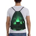 thumbnail image 2 of Drawstring Backpack, Halloween Green Forest Witch k Light Waterproof Sports Gym Bag Draw String Back Bag for Men Women, Sackpack Cinch Workout Bag for Sports, Travel, Swimming, Beach, 2 of 8