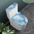 thumbnail image 3 of HELLHERO Blue and White Marble Texture Elastic Edge Soft Universal Polyester Toilet Seat Cover Set Gift Washable and Reusable Easy to Install 17"x21" Pack of 2, 3 of 8