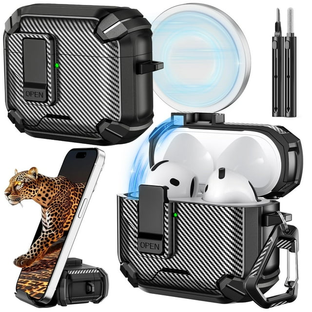 Funda con Soporte para Teléfono y Kit de Limpieza para AirPods 4
