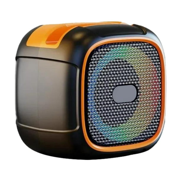Altavoz portátil Bluetooth con soporte para teléfono, caja de música estéreo, práctico para exteriores, pequeño Naranja