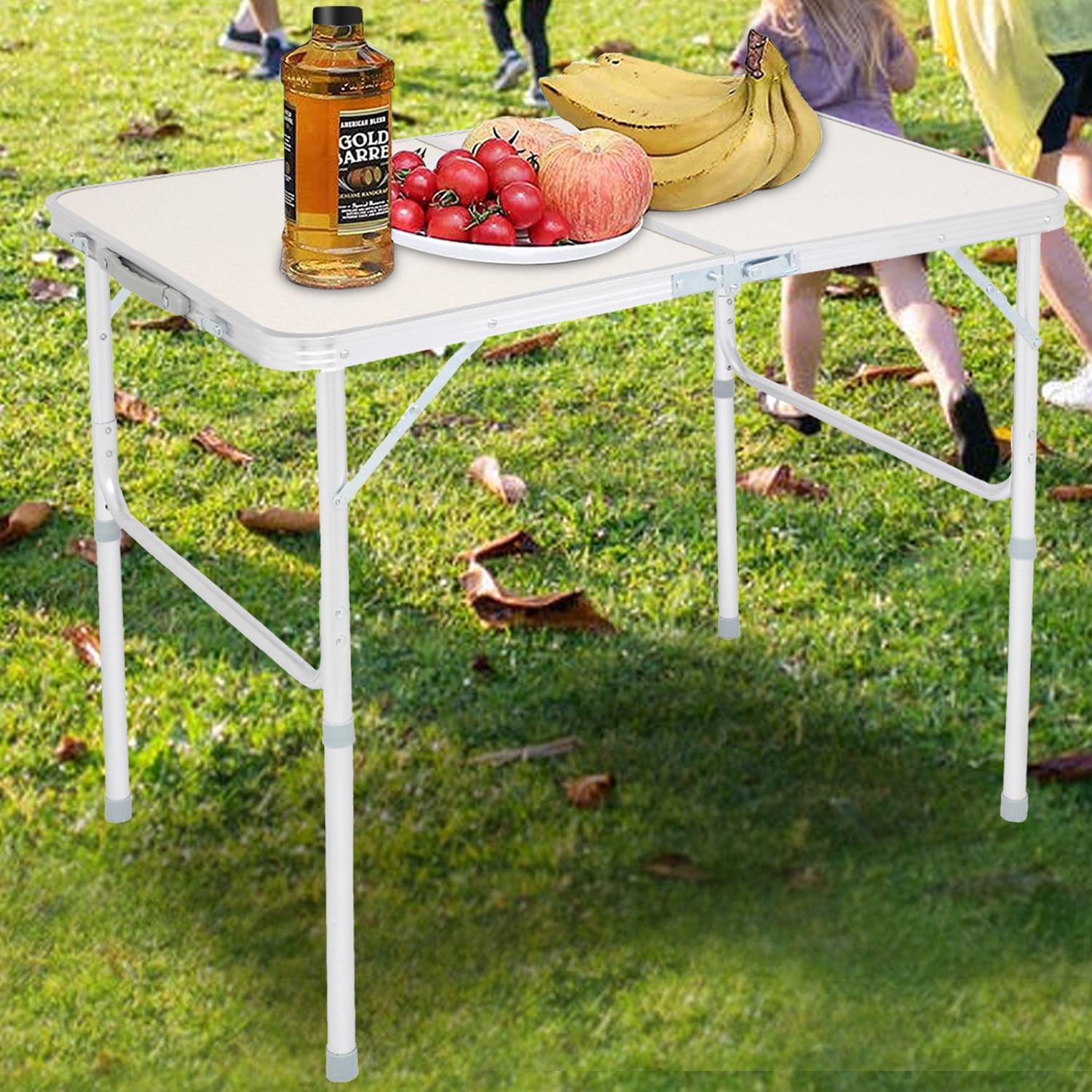 Adjustable Height Portable Centerfold Folding Table In/Outdoor Camp Party Picnic 