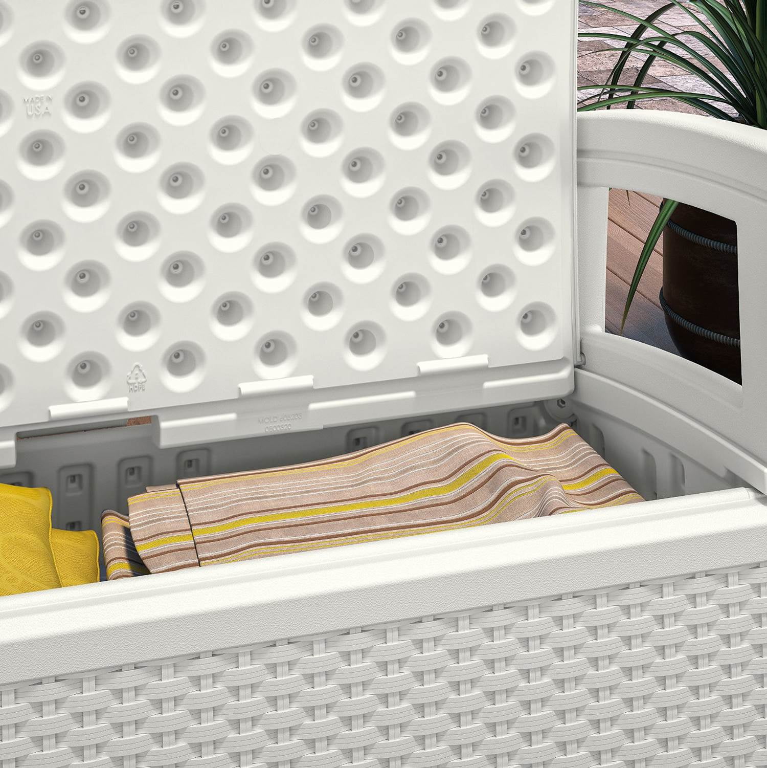 Suncast Elements Resin Outdoor Loveseat with Storage White Walmart