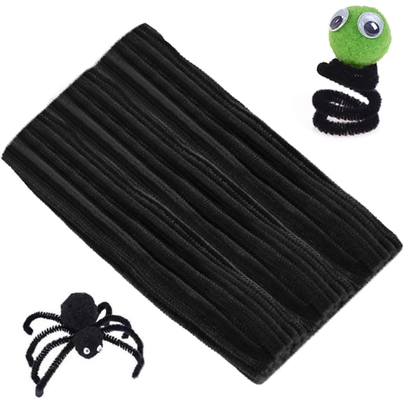Craft Pipe Cleaners - 100pcs Black Pipecleaners Craft Kids DIY Art Supplies