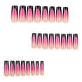 thumbnail image 2 of Ombre French Tip Press on Nails Long Square Fake Nails with Rhinestones Flower Lines Polka Dots Designs Pink Yellow Gradient Glue on Nails Nude Full Cover Stick on Nails for Women 24Pcs Nude-1 Black, 2 of 4