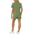 thumbnail image 3 of INSPIRE CHIC Casual Jumpsuit for Women's Lapel Collered Two Pockets Shorts Romper XS Army Green, 3 of 6