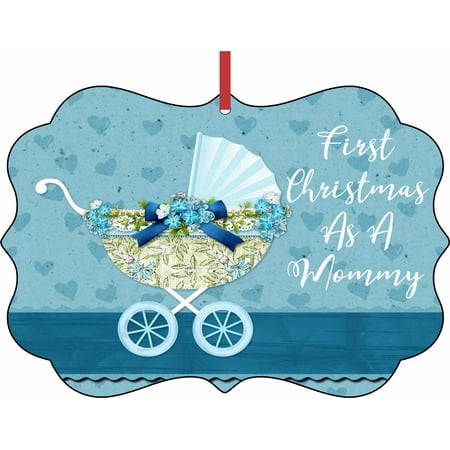 - Ornament New Mom First Christmas as Mommy Baby Boy Elegant Aluminum SemiGloss Christmas Ornament Tree Decoration - Unique Modern Novelty Tree Décor Favors
