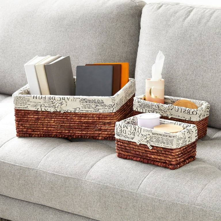 Rectangular Storage Baskets for Shelves With Solid Wooden Bases. Bathroom  Organizer for Storing Hygiene or Cosmetic Products. 