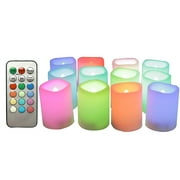 Candle Choice Set of 12 Multi-Color Flameless LED Votive Candles with Remote and Timer, tealight, battery operated, Indoor/Outdoor Candles