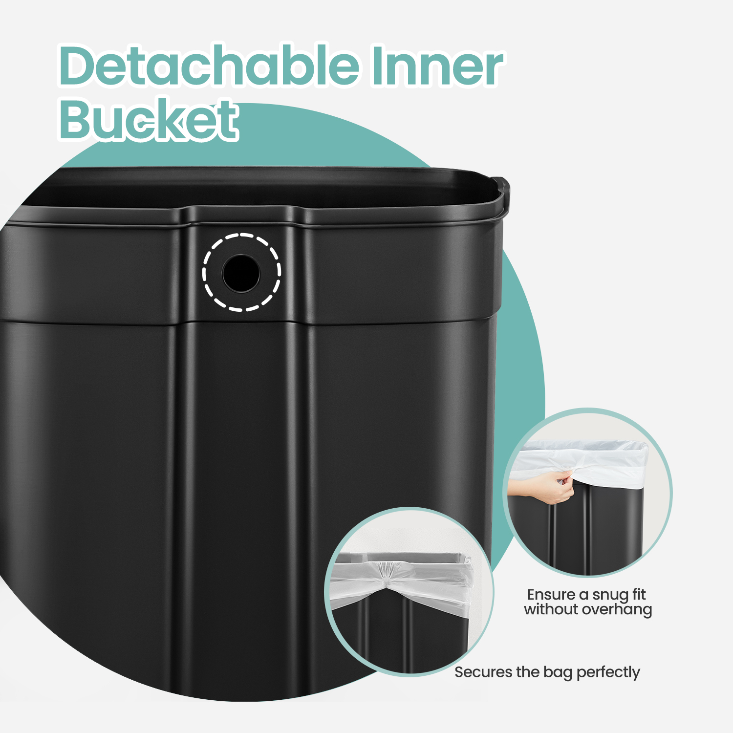 LEDREM Stainless Steel 13 Gallon Step Trash Can , Soft-Close Lid with Odor Seal & Inner Bucket , Kitchen Recycling Bin ,Midnight Blue