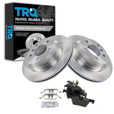 TRQ Rear Brake Pad & Rotor Kit Brake Pads Brake Rotor Ceramic Fits Select 2014-2016 BMW 228i 2015-2016 228i xDrive 2013-2016 320i 328d 2012-2015 328i 2014-2015 428i 2014 428i xDrive