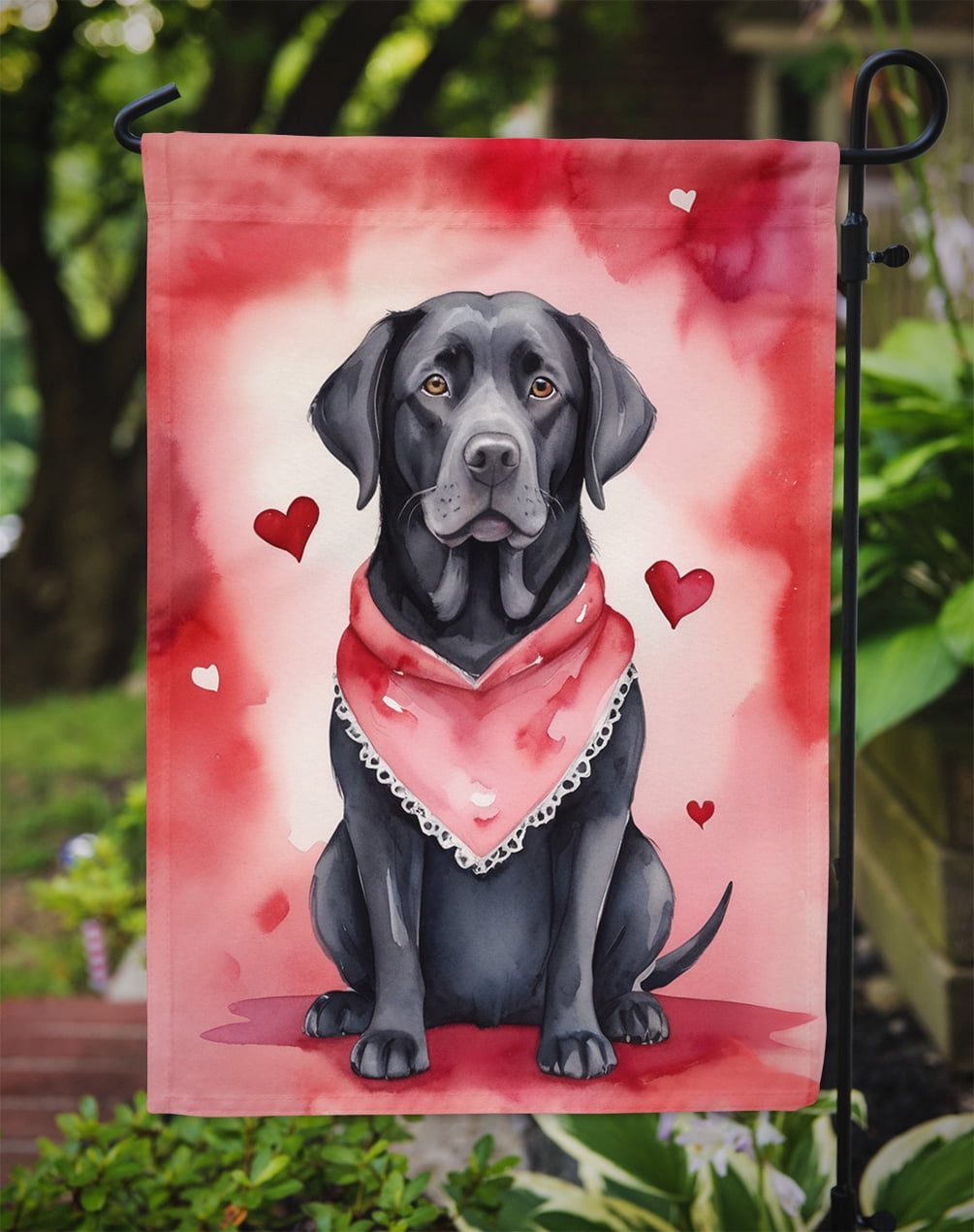 Black Labrador Retriever My Valentine Garden Flag 11.25 in x 15.5 in