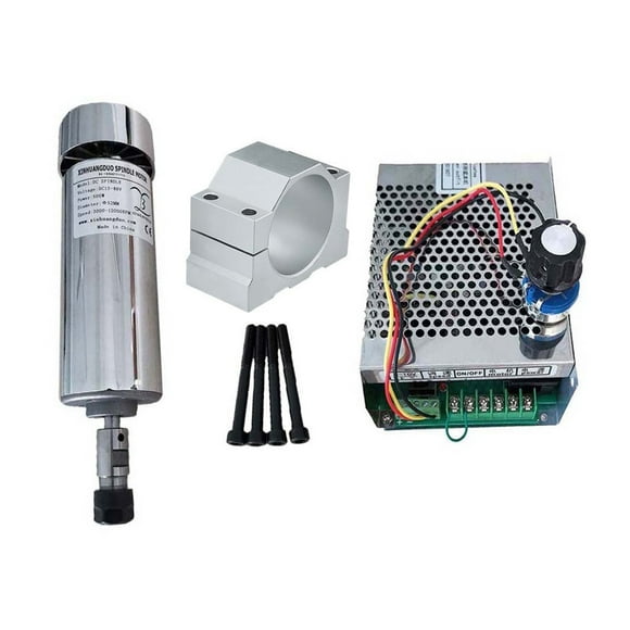 500W ER11 ER16 Engraving Machine Round Spindle Motor Air-cooling Spindle 12000rpm DC Motor+ Power Supply+52mm Clamp For CNC ,Widely Used
