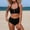 Black, variant on Kctiaxy Womens Swimsuits 2 Piece Pleated V Neck Bikini Sets Solid Color Cutout Tankini Top with Briefs Casual Slim Fits Workout Bathing Suits