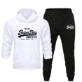 thumbnail image 2 of Otoño Invierno nueva impresión hombres mujeres moda Casual chándales al aire libre Fitness trotar conjuntos con capucha deportes Harajuku Sudadera con capucha + pantalones traje, 2 of 5
