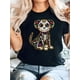 thumbnail image 1 of Halloween T-shirt - Day of the Dead Puppy Skeleton Graphic Tee for Girl - Vibrant Black Casual T-Shirt with Colorful Skull & Flower Design, Fashion | Playful Graphic Tee | Stretchy Fabric Shirt, 1 of 6