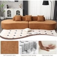 thumbnail image 4 of Tabaray  130" Modular Sectional Sofa Couch, Minimalist Modern Curved Sofa Couch w 3 Pillows, 2 Piece Free Combination, Terry Cloth Fabric Sofa Couch for Living Room Furniture, Salon, Hotel (Brown), 4 of 8