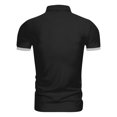 thumbnail image 5 of Men's Summer Solid Color T-shirt With A 3 Button Open Collar And Button Up Short Sleeved Top M, 5 of 5
