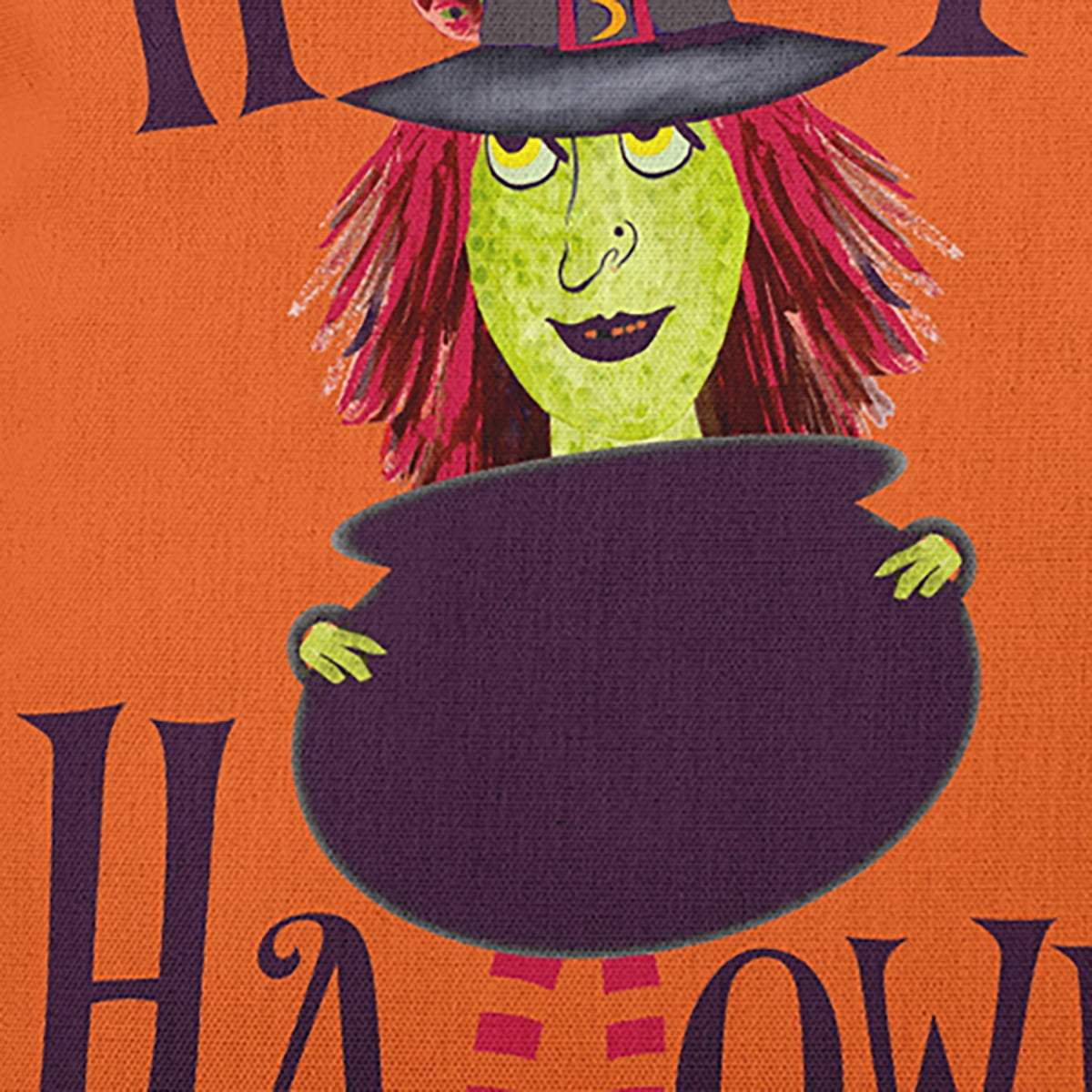 18" x 18" Simply Daisy Happy Halloween Witch Polyester Indoor/Outdoor Pillow, Dusty Orange Qty 1