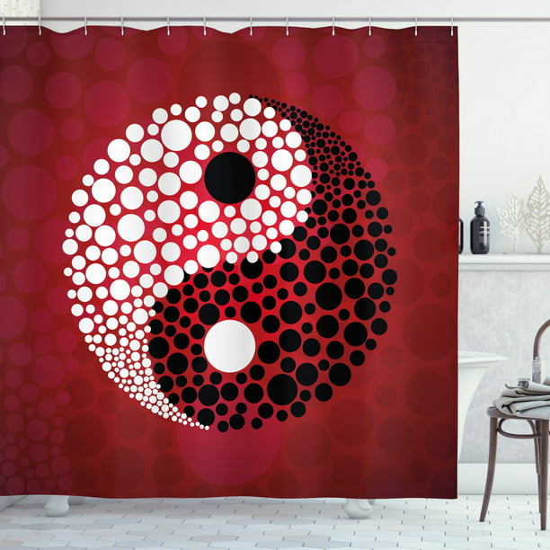 Ying Yang Shower Curtain Abstract, Yin Yang Rug Black And White Drawings