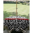 thumbnail image 3 of Outdoor Tablecloth with Umbrella Hole Zipper Black Red Round Tablecloth 60" Waterproof Outside Table Cloth Garden Floral Stripe Aesthetic Flower Boho Patio Table Cover Tablecloths for Picnic Party, 3 of 8