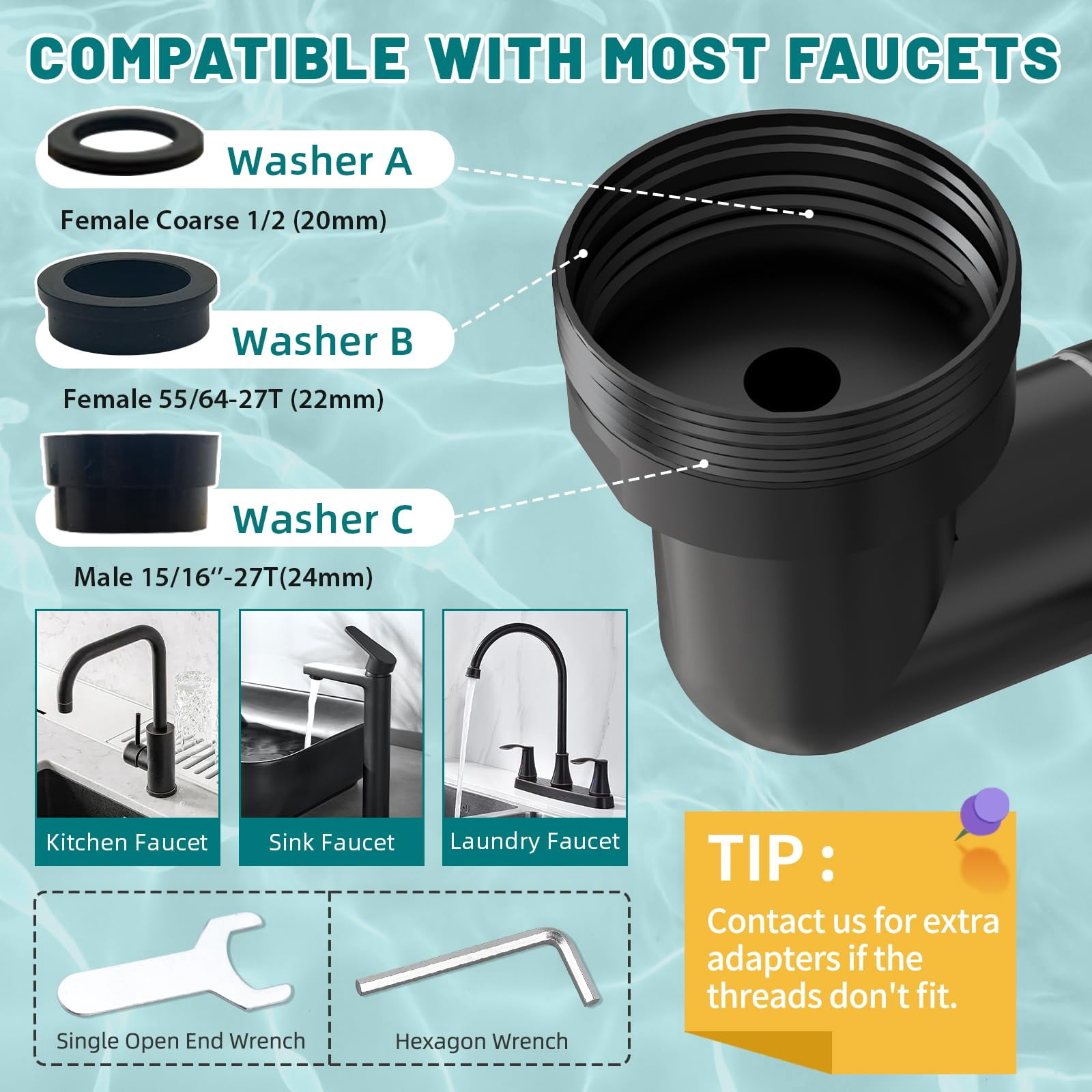 1440° Rotating-faucet-extender Sink Aerator - 1080°+360° Large-angle Splash Tap Extension With 2 Water Outlet  Swivel Multifunctional Robotic Arm For Kitchen/bathroom Black