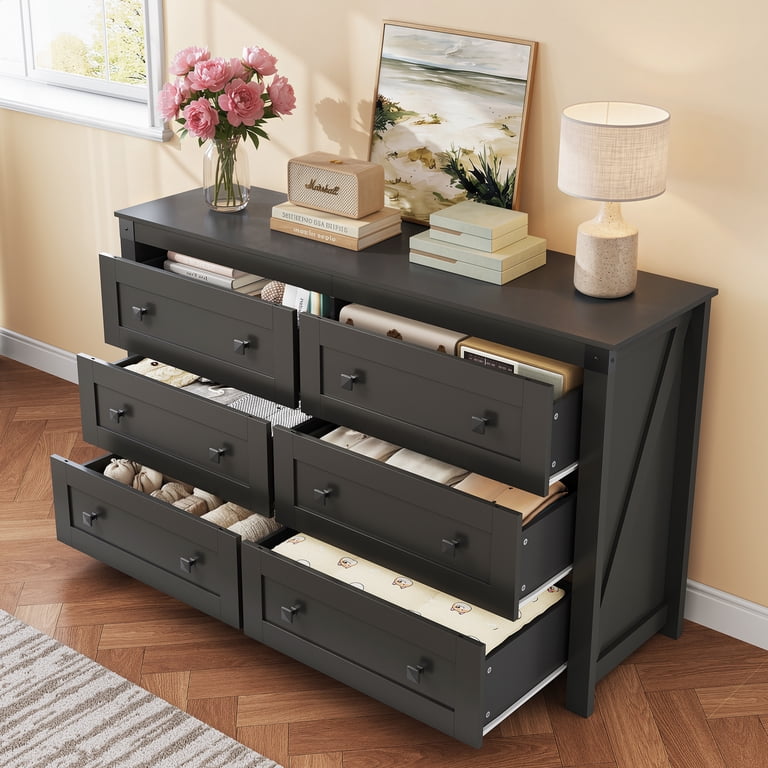 60 black dresser Conrad 60 Dresser Black Faux Raffia