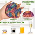 thumbnail image 2 of Yayeee 6 PCS Drink Coasters with Holder Set Woven Absorbent Round Tabletop Hot Pad, Colorful Art Leaves Pattern, 2 of 7