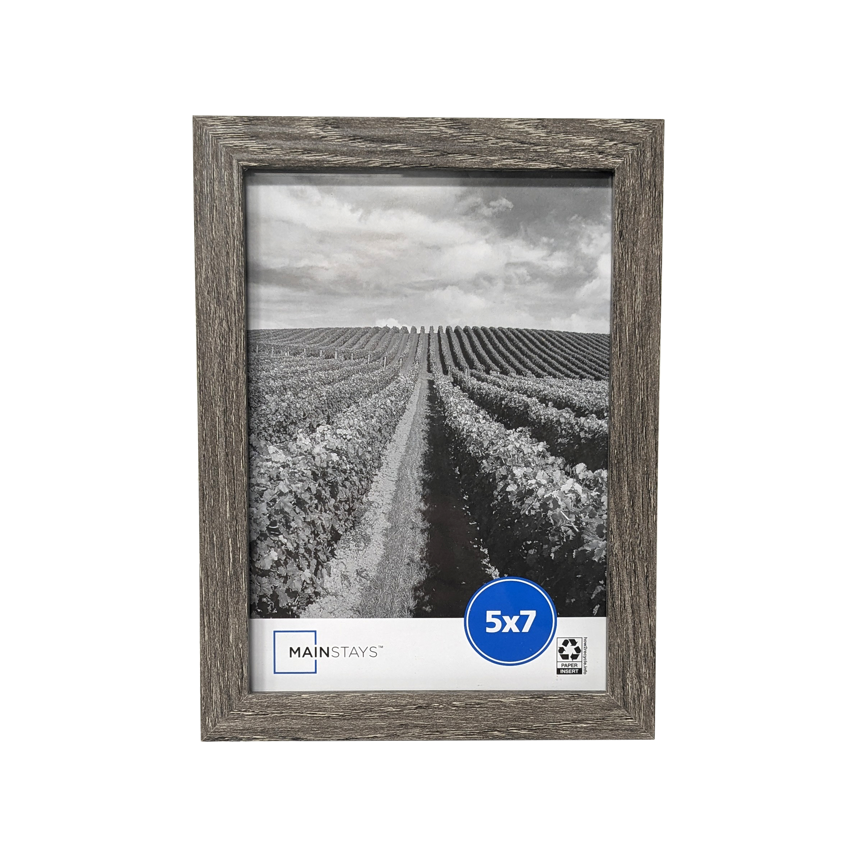 Mainstays Linear Gallery Wall Picture Frame Set, 5 x 7, Rustic Gray Brown, 6 Pack