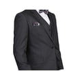 thumbnail image 3 of 3pc Charcoal Pinstripe Modern Fit Pleated Pants 2 Button Mens Suit Super 150's Extra Fine Italian Wool By Alberto Nardoni Brand Designer, 3 of 3
