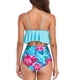 thumbnail image 4 of Traje de baño de dos piezas, traje de baño estampado con cuello en V para mujer, bikini hecho a mano con cuidado, 4 of 6