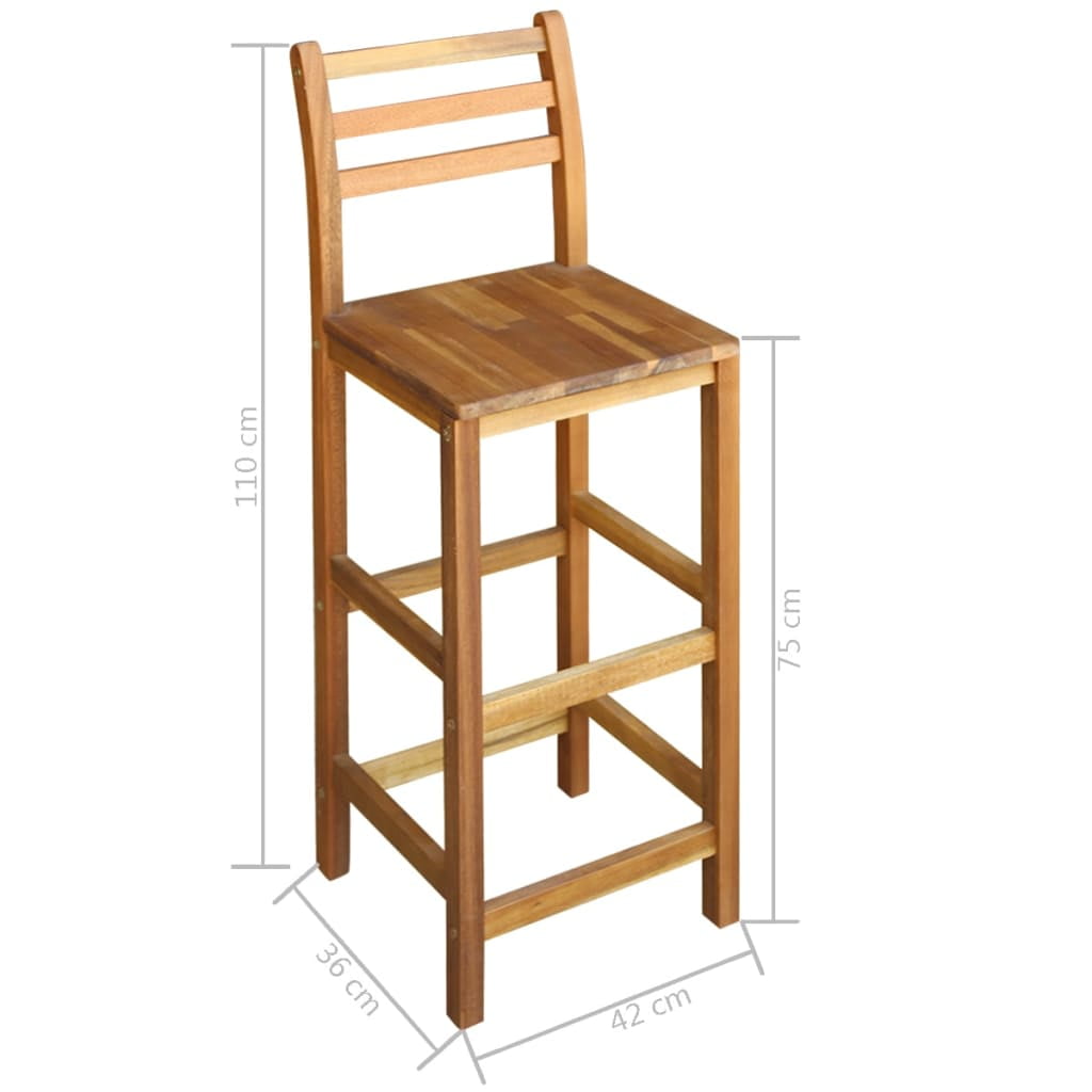 Kepooman 43" Outdoor Patio Wooden Height Bar Chair with High Back, Set of 2, Brown Kepooman 43" Outdoor Patio Wooden Height Bar Chair with High Back, Set of 2, Brown