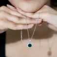 thumbnail image 6 of Rosec Jewels Lab Grown Green Sapphire Pendant Necklace with Moissanite Halo (AAAA Quality), 14K White Gold, 6 of 8