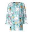 thumbnail image 5 of Women Easter&nbsp;shirt 3/4 Length Sleeve Crew Neck T-Shirts Funny Bunny Print Cute Holiday Outfits Tee Casual Family Gifts Dressy Tunic Tops, #01 Purple Pink, S, 5 of 7