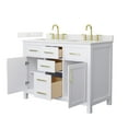 thumbnail image 2 of Beckett 48" White Double Vanity & Giotto Quartz Top (3-Hole) & Gold Trim, 2 of 5