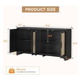 thumbnail image 2 of Four Door Storage Cabinet, Natural Rattan Side Table for Dining Room, Bohemian Style Coffee Table for Living Room, Oak Entryway Console Table, 2 of 8