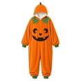 thumbnail image 3 of Krdevn Glow In Dark Heart Nose Pumpkin Face Hooded Zip Onesie Halloween Fluffy Pocket Jumpsuit Family Matching Night Trick-or-Treat Cosplay Sleep Loungewear Orange,13-14 Years, 3 of 5