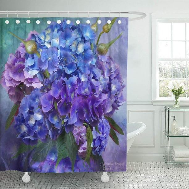 CYNLON Purple Floral Hydrangea Designer Bathroom Decor Bath Shower